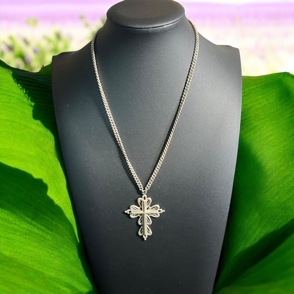 Silver Cross Pendant Necklace Elegant Minimalist Religious‎ Jewelry Gift Trendy
